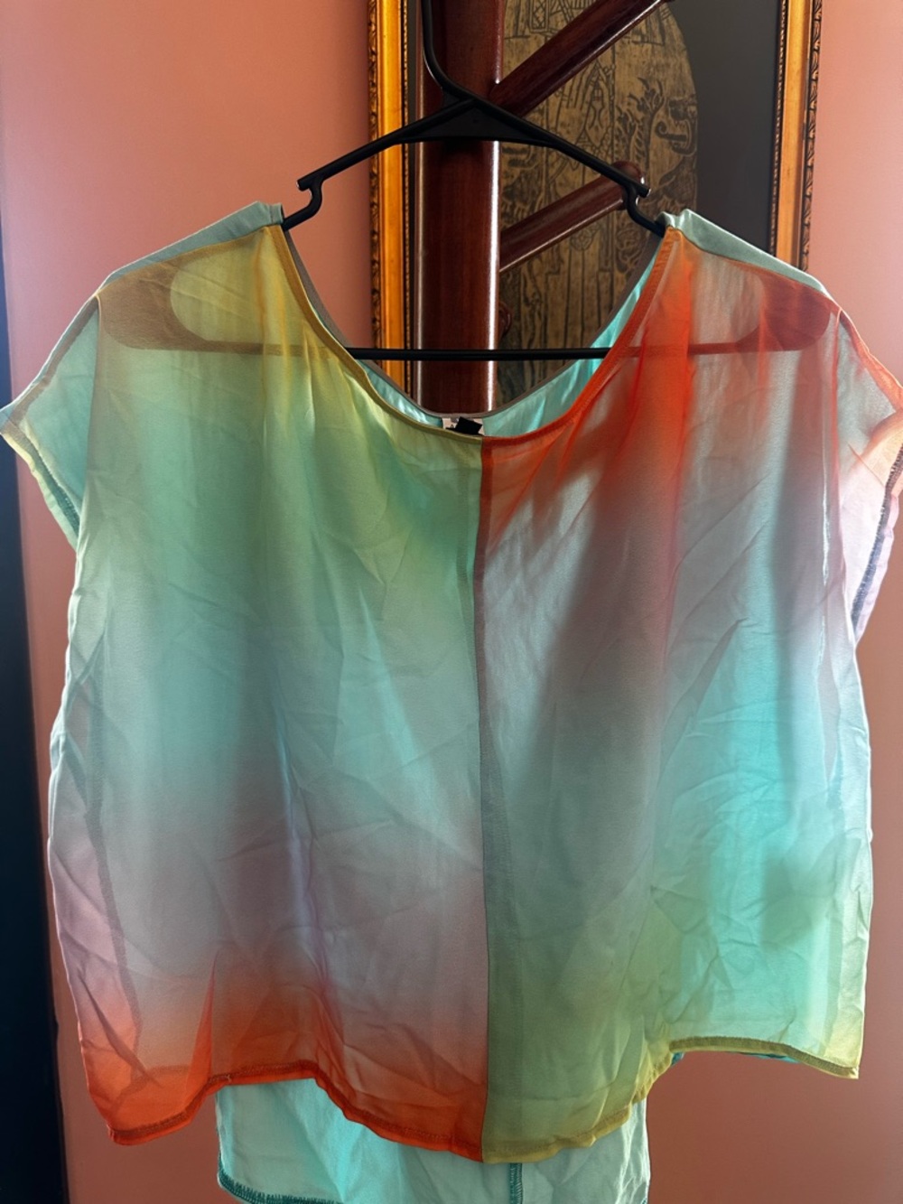 Sheer Gradient Blouse in Rainbow